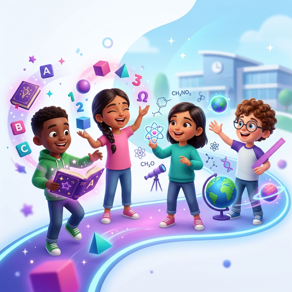 Children learning through play illustration